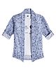 Charchit Cotton Blend Woven Full Sleeves Abstract Printed Shirt With Inner Tee - Blue