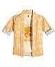 Charchit Cotton Blend Woven Full Sleeves Abstract Printed Shirt With Inner Tee - Cream