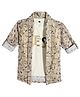 Charchit Cotton Blend Woven Full Sleeves Abstract Printed Shirt & Tee Set - Khaki