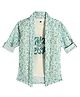 Charchit Cotton Blend Woven Full Sleeves Abstract Printed Shirt & Tee Set - Sea Green