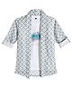 Charchit Cotton Blend Woven Full Sleeves Abstract Printed Shirt With Tee - Sky Blue