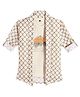 Charchit Cotton Blend Woven Full Sleeves Abstract Printed Shirt With Inner Tee - White