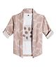 Charchit Cotton Blend Woven Full Sleeves Abstract Printed Shirt With Inner Tee - Peach