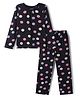 Pine Kids Cotton Knit Full Sleeves Co-ords Night Suit with Polka Dot Print - Black
