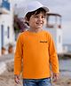 Kookie Kids Single Jersey Knit Full Sleeves Solid Round Neck T-Shirt with Game Text Print - Yellow