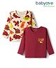 Babyoye 100% Cotton Knit Full Sleeves Dino Printed Jhablas Pack of 2 - Maroon & White