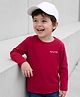 Kookie Kids Single Jersey Knit Full Sleeves Solid Round Neck T-Shirt with Game Text Print - Red