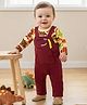 Babyoye  100% Cotton Knit Full Sleeves Romper With Dino Print & Embroidery - Brown