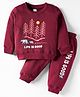 Tango Knit Full Sleeves Winter Wear Fleece Sweatshirt & Lounge Pant Set with Life is Good Print - Wine