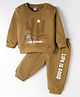 Tango Knit Full Sleeves Winter Wear Fleece Sweatshirt & Lounge Pant Set with Life is Good Print - Tan
