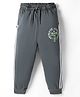 Taeko Single Jersey Knit Full Length Lounge Pant With Text Print - Charcoal Grey