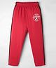 Taeko Single Jersey Knit Full Length Track Pant With Text Print - Red