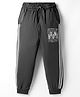 Taeko Single Jersey Knit Full Length Track Pants With Text Print - Black