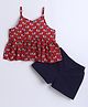 Aww Hunnie 100% Cotton Woven Sleeveless Elephant Printed Top & Shorts Set - Maroon