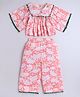 Aww Hunnie Cotton Rayon Woven Half Sleeves Floral Printed Ethnic Top & Coordinating Palazzo Set - Peach