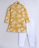 Aww Hunnie Cotton Rayon Woven Full Sleeves Floral Printed Kurta & Pyjama Set - Mustard