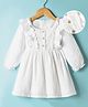 Mark & Mia Cotton Woven Full Sleeves Frock with Lace  Detailing - White
