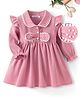 Mark & Mia Woven Full Sleeves Frock with Lace Detailing - Pink