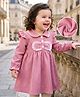 Mark & Mia Woven Full Sleeves Frock with Lace Detailing - Pink
