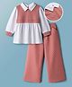 Mark & Mia Knit Full Sleeves  Twofer Top & Trouser Set - Dark Peach