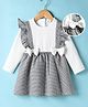 Mark & Mia Cotton Woven Full Sleeves Frock With Bow Applique & Frill Detailing - Black