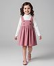 Mark & Mia Woven Full Sleeves Turtle Neck Frock - White & Pink