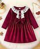 Mark & Mia Woven Full Sleeves Frock With Bow Applique & Frill Detailing - Maroon