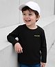 Kookie Kids Single Jersey Knit Full Sleeves Solid Round Neck T-Shirt with Game Text Print - Black
