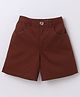 Aww Hunnie Twill Woven Solid Shorts - Rust