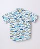 Aww Hunnie Cambric Woven Half Sleeves Cars Printed Shirt - Blue