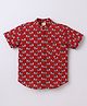 Aww Hunnie Cambric Woven Half Sleeves Elephants Printed Shirt - Maroon