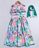 Aww Hunnie Cambric Woven Sleeveless Floral Printed Tassels Embellished Lace Detailed Lehenga Choli With Dupatta Set - Multi Colour