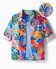 OLLINGTON ST. Sinker Knit Full Sleeves Jungle Theme Print Shirt with T-Shirt - Blue