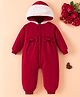 Mark & Mia Full Sleeves Hooded Romper With Cable Knit Design - Maroon
