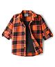 Dapper Dudes Full Sleeves Checked Shirt With Attached Tee - Orange