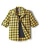 Dapper Dudes Full Sleeves Checked Shirt With Attached Tee - Yellow