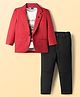Dapper Dudes Street Sports Text Printed Tee & Trousers With Full Sleeves Blazer Set - Red