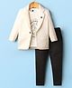 Dapper Dudes Freestyle Flying Text Printed Tee & Trousers With Full Sleeves Blazer Set - White