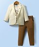 Dapper Dudes Full Sleeves Textured Blazer With Typography Printed Tee & Pant Set - Cream