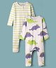 Kookie Kids 100% Cotton Full Sleeves Stripes & Dino Printed Sleepsuit Pack Of 2 - Multi Colour