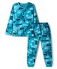 Pine Kids Cotton Knit Full Sleeves Co-ord Set Night Suit with Space Theme Print - Aqua Blue