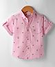 Dew Drops Cotton Woven Half Sleeves Printed Shirt - Pink