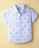 Dew Drops Cotton Woven Half Sleeves Printed Shirt - Light Blue