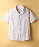 Dew Drops Cotton Woven Half Sleeves Printed Shirt - Offwhite & Blue