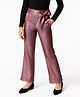 Arias Metallic Knit Full Length Stretchy Jeggings With Bow Applique - Pink