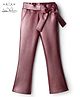 Arias Metallic Knit Full Length Stretchy Jeggings With Bow Applique - Pink