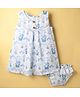 Dew Drops Cotton Knit Sleeveless Frock & Bloomer with Hot Air Balloon & Animal Print - Blue & White