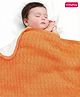 Babyhug Premium Cotton Knitted & Fur All Seasons Blanket - Orange| Newborn & Toddler Blanket| Baby Skin Friendly| Super Soft Material| Easy to Washable| Breathable Fabric| Warm & Cozy