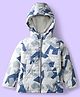 Babyhug Woven Full Sleeves Hooded Padded Jacket  With Abstract Print - Blue & White