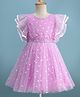 Pine Kids Woven Flutter Sleeves Party Dress With Glitter Star Print - Lilac